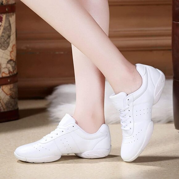 Women Cheerleading Shoes Sneakers Faux Leather Rubber Sole Athletic Trainers - Picture 6 of 6